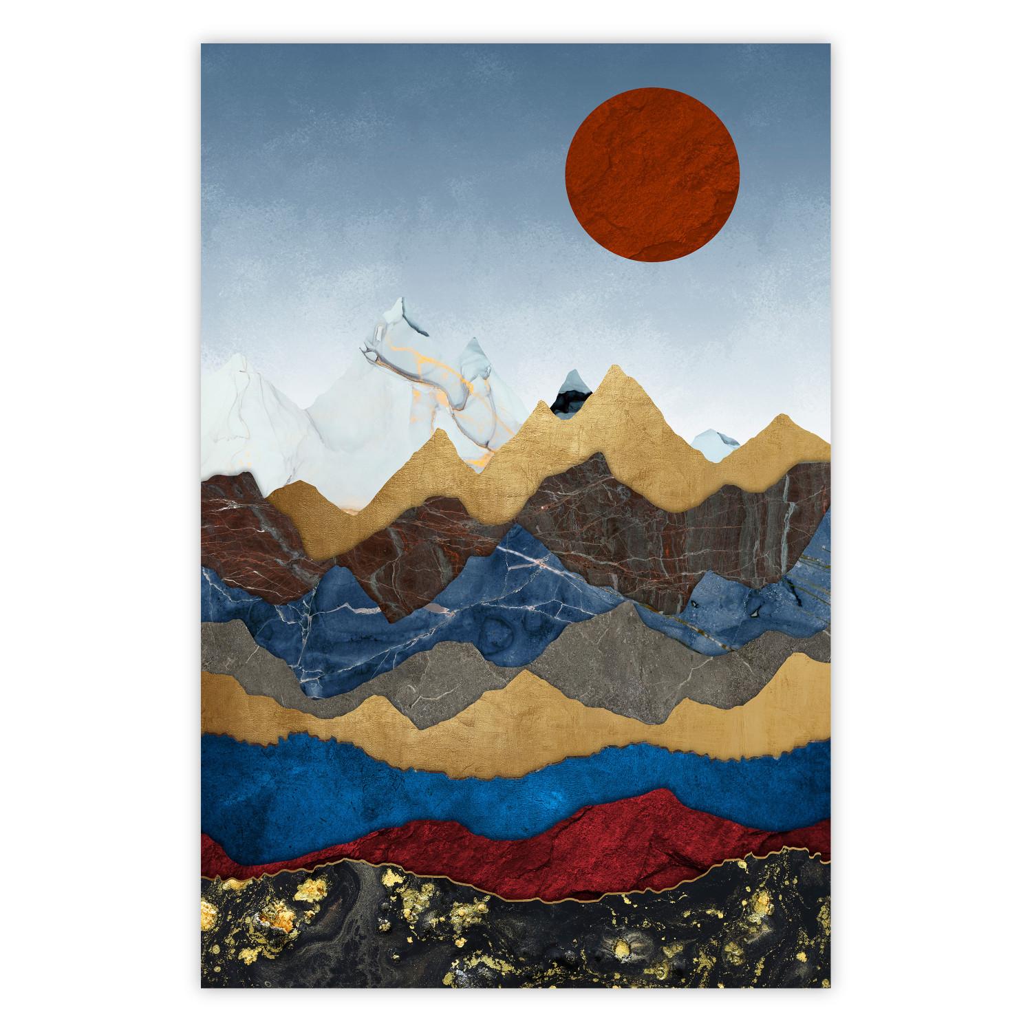 Poster Corazón de Colombia - paisaje de cordilleras en composición abstracta