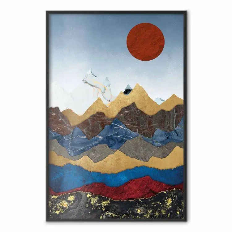 Corazón de Colombia - paisaje de cordilleras en composición abstracta