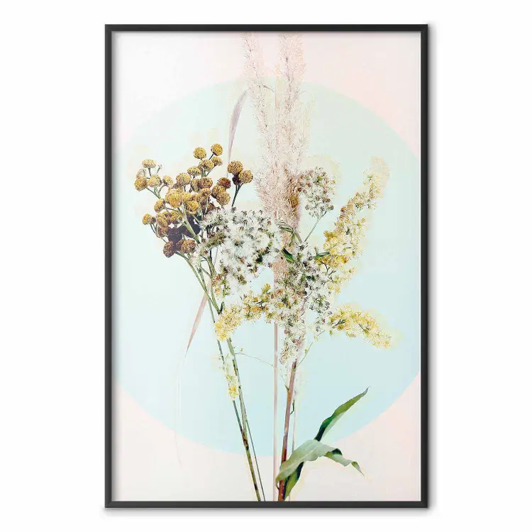 Ramo en plena menta - flores de primavera sobre fondo celeste