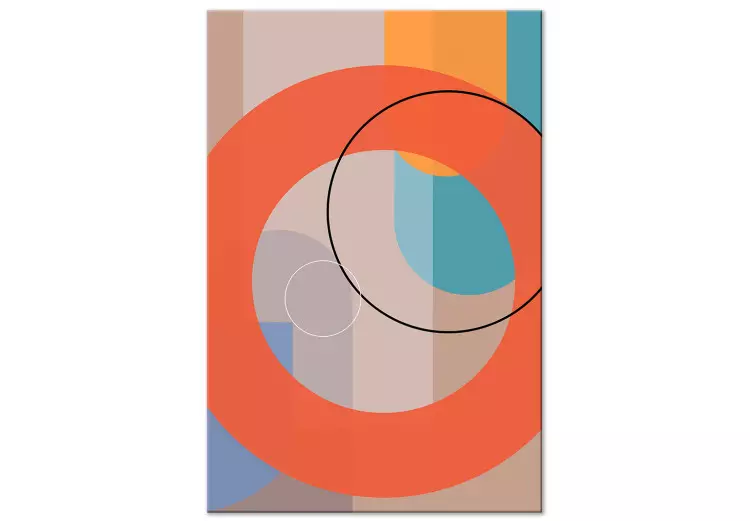 Círculos y semicírculos - figuras geométricas multicolores fondo beige