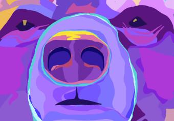 Cuadro moderno Oso púrpura - animal abstracto de colores sobre fondo oscuro