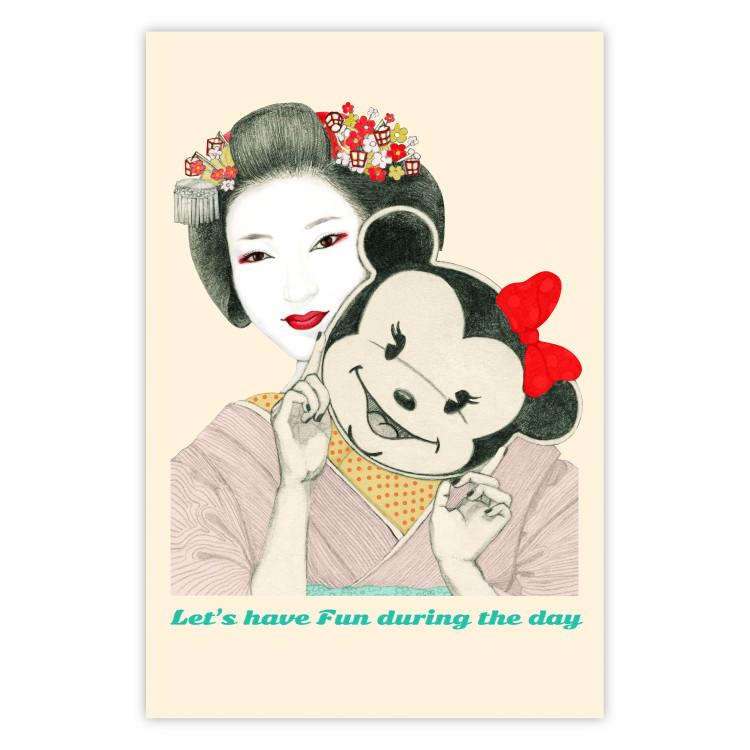 Geisha divertida - retrato de mujer con máscara de ratón