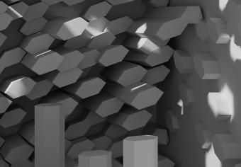 Fotomural decorativo Abstracto futurista - elementos geométricos 3D en gris