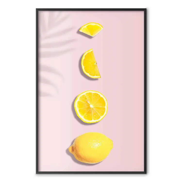 Pedazo de exotismo - limón en diferentes secciones sobre fondo pastel