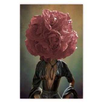Poster Pensamientos florales - mujer abstracta con flor roja en la cabeza