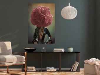 Poster Pensamientos florales - mujer abstracta con flor roja en la cabeza
