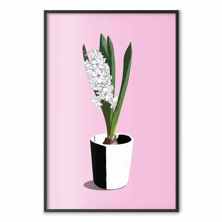 Delicadeza floral - planta en maceta sobre fondo pastel rosa