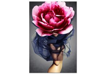 Cuadro Mujer flor (1-pieza) vertical - abstracción ecléctica con peonía