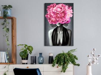 Cuadro Mujer Noir (1-pieza) vertical - retrato de mujer con motivos vegetales