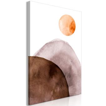 Cuadro Luna y montañas (1-pieza) vertical - delicada abstracción acuarelada
