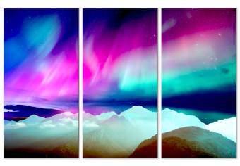 Cuadro moderno Aurora maravillosa (3 piezas) - paisaje cielo polar