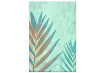 Cuadro Colorida hoja de palmera - motivo de planta exótica sobre fondo verde