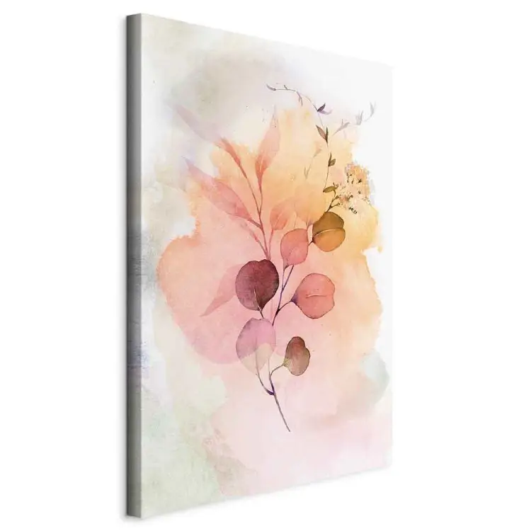 Ramita acuarela vertical - flor sobre fondo colores diluidos
