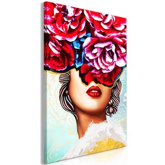 Cuadro moderno Dulces labios (1 pieza) vertical - abstracto de mujer y flores