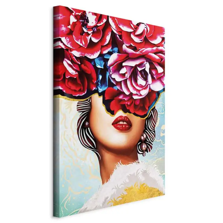 Dulces labios vertical - abstracto de mujer y flores