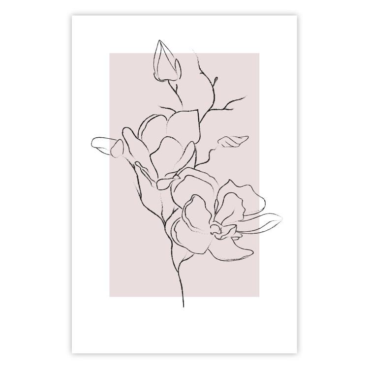 Magnolia cremosa - dibujo lineal abstracto de flor de magnolia