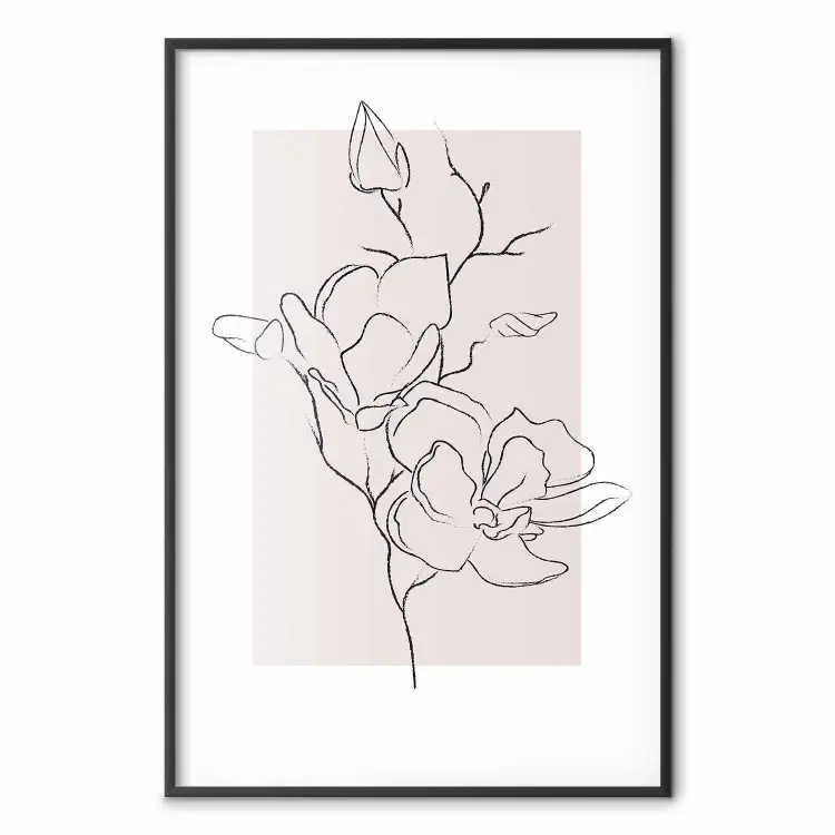 Magnolia cremosa - dibujo lineal abstracto de flor de magnolia