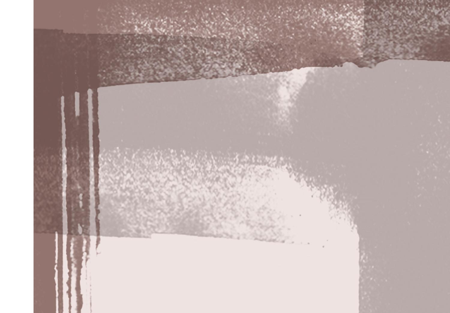 Cuadro moderno Letra mayúscula H blanca - abstracción beige con sombras negras y gris