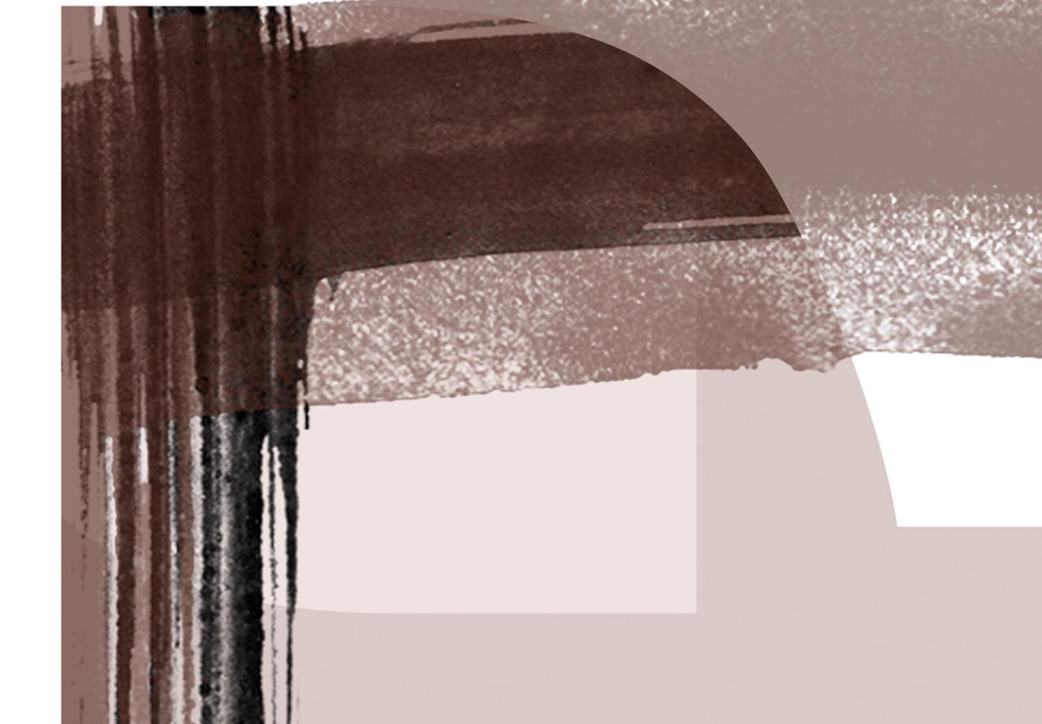 Cuadro moderno Letra mayúscula E blanca - abstracción beige con sombra negra