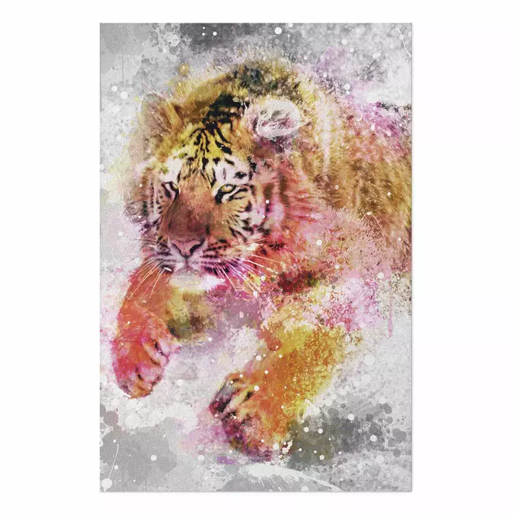 Cartel Tigre corriendo - animal salvaje abstracto corriendo en invierno