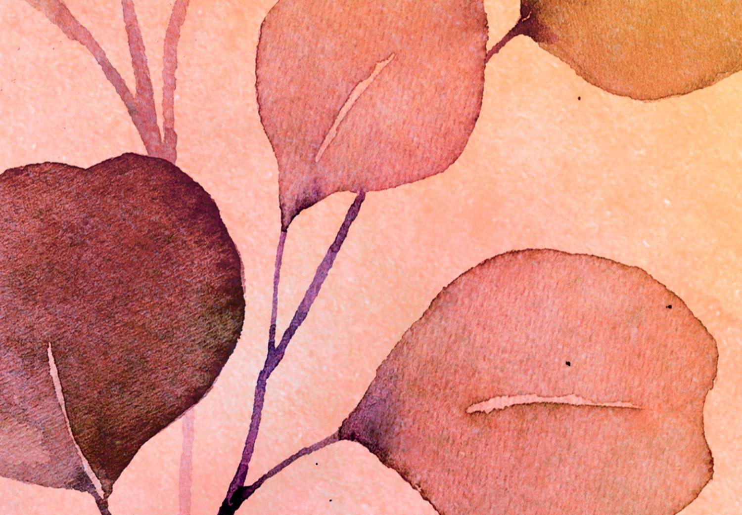 Cartel Ramita acuarelada - planta con hojas sobre fondo de colores abstractos