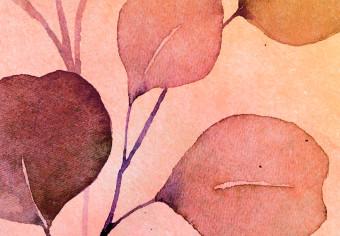 Cartel Ramita acuarelada - planta con hojas sobre fondo de colores abstractos