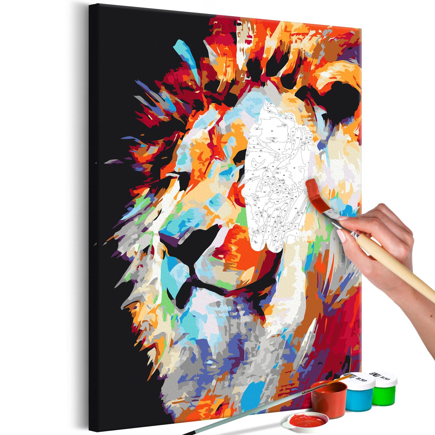 Cuadro numerado para pintar Portrait of a Colourful Lion
