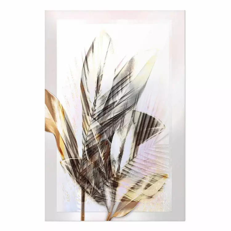 Poster Recuerdo - composición abstracta de plantas y flores sobre fondo claro