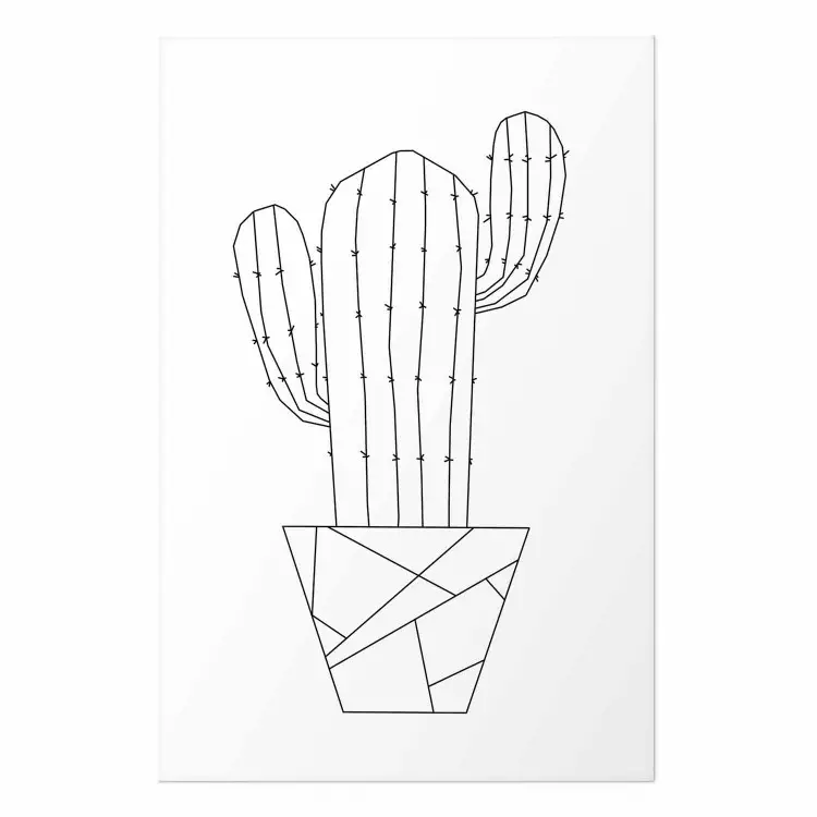 Póster Cactus salvaje - line art de cactus con figuras sobre blanco
