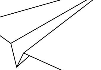 Cuadro decorativo Contornos negros de un avión de papel - abstracto sobre fondo blanco