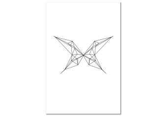 Cuadro decorativo Contornos negros de una mariposa - abstracción geométrica blanca