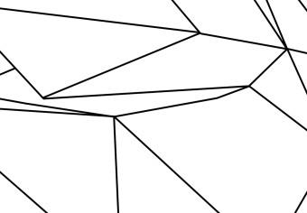 Cuadro Contornos negros de cisne nadando - abstracción geométrica blanca