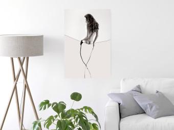 Poster Hilo sensual - media silueta de mujer y line art en estilo abstracto