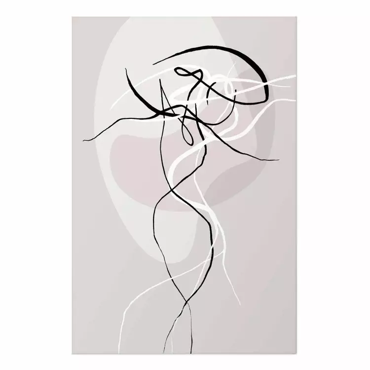 Póster Energía beige - line art abstracto de figura humana sobre fondo claro