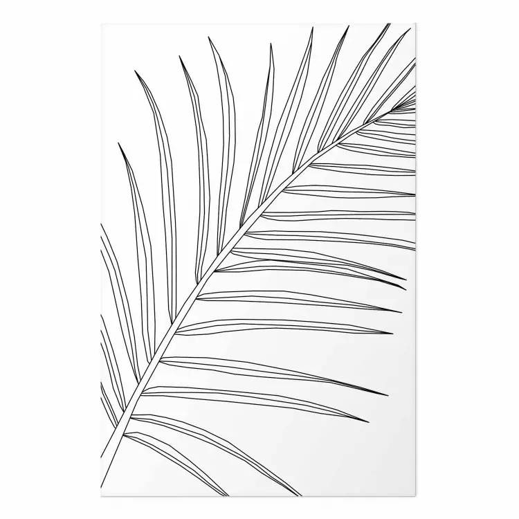 Cartel Hoja de palma en blanco y negro - line art de hoja de palma