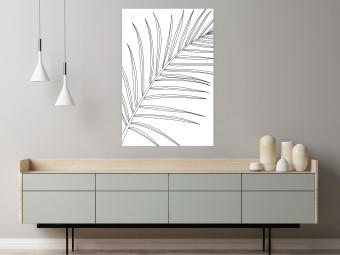 Cartel Hoja de palma en blanco y negro - line art de hoja de palma