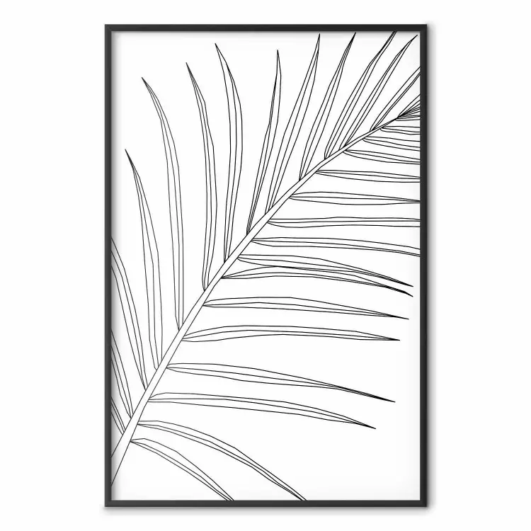 Hoja de palma en blanco y negro - line art de hoja de palma