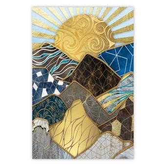 Cartel Tierra mágica - paisaje abstracto de montaña en mosaico
