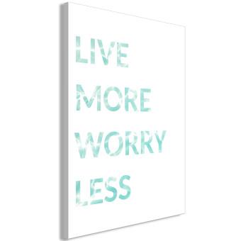 Cuadro moderno Subtítulo en inglés Live more worry less - sobre fondo blanco