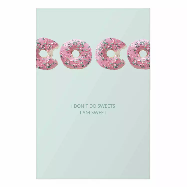 Poster Moda dulce - texto abstracto con donas sobre fondo pastel