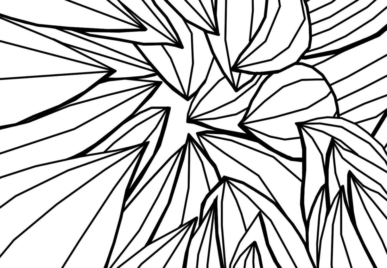 Cuadro decorativo Flor de peonía - contornos en blanco y negro de planta, arte lineal