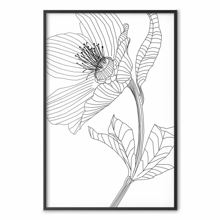 Boceto primaveral - line art abstracto de planta en negro