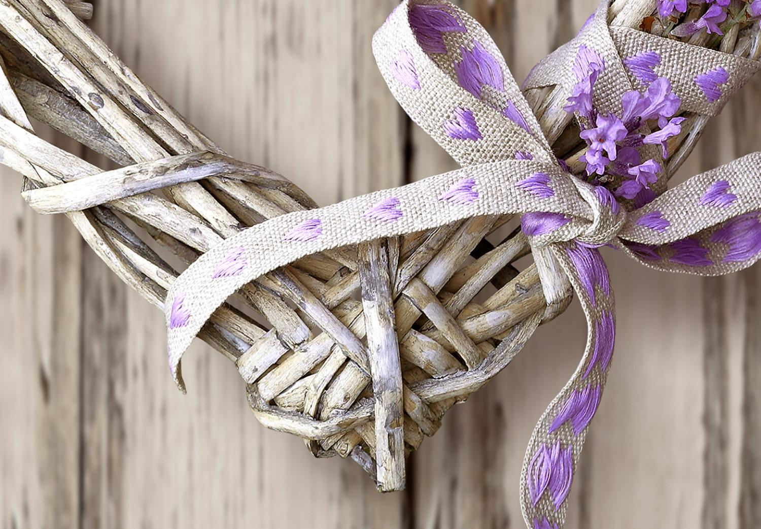 Póster Ramo secreto de lavanda - flores violetas sobre tablas de madera
