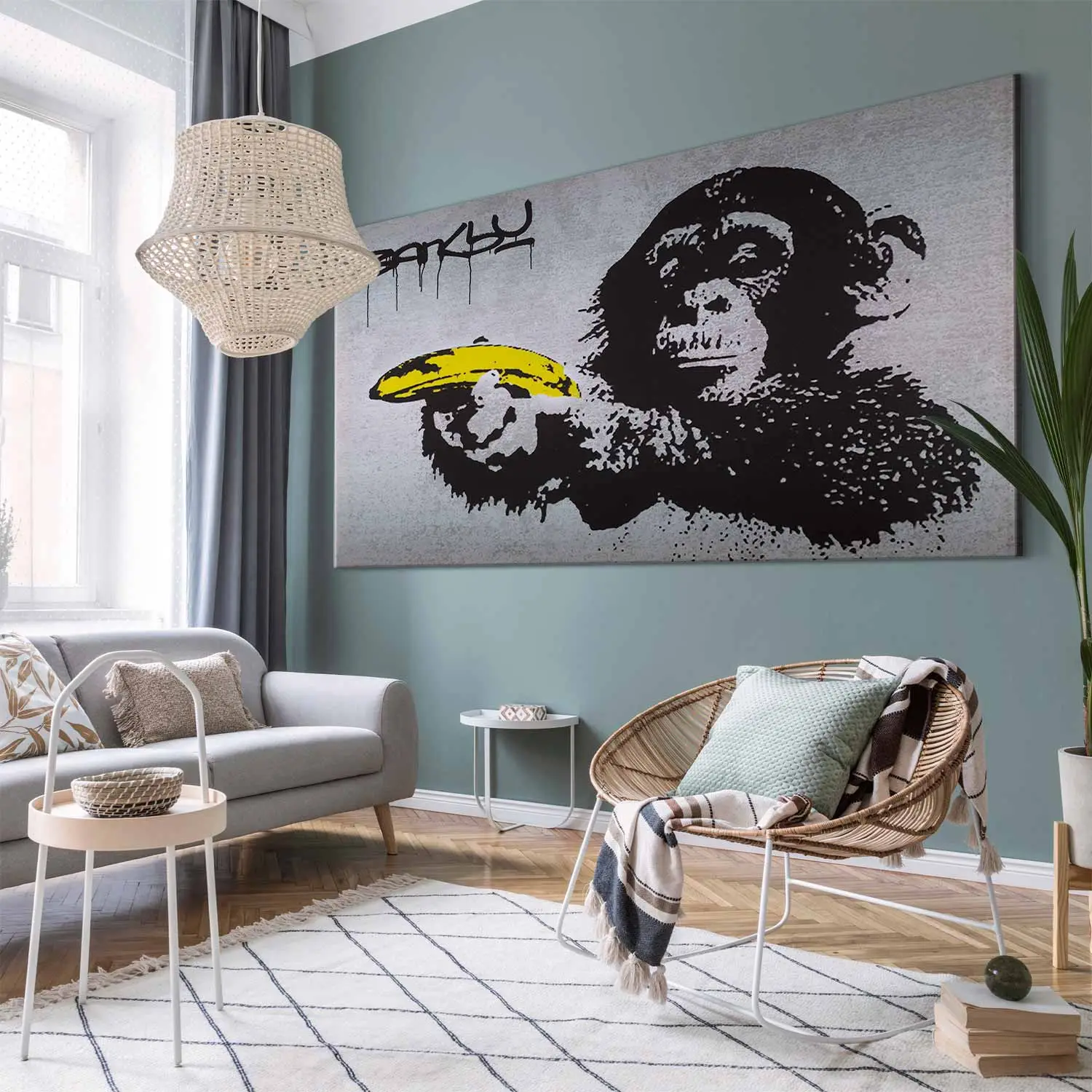 Cuadro XXL Mono con pistola de plátano Banksy II impreso en lienzo