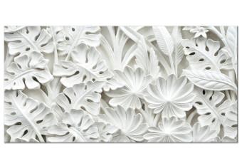Cuadro decorativo Jardín de alabastro (1 pieza) - adorno blanco en motivo vegetal