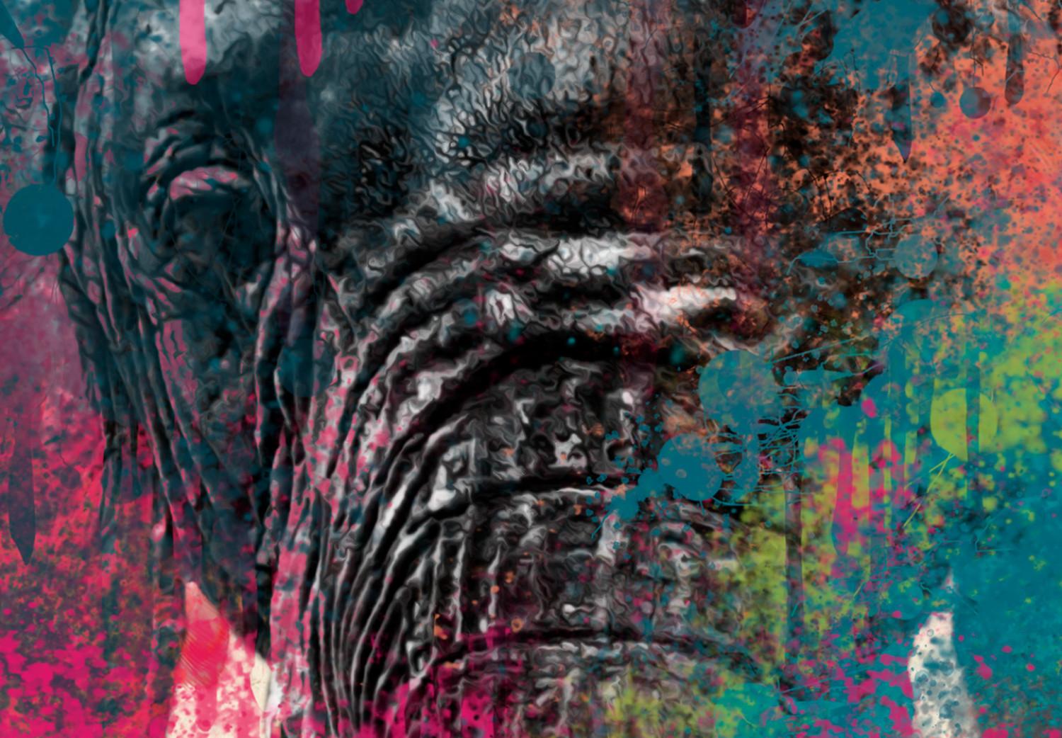 Cuadro decorativo Trompa de elefante (1 pieza) vertical - elefante multicolor futurista