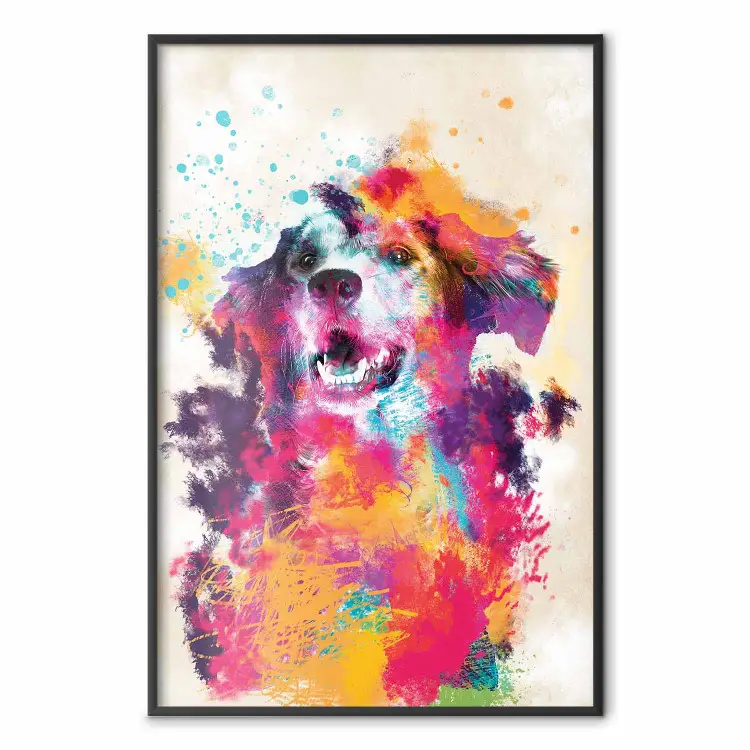 Perro de acuarela - abstracción colorida única con animal doméstico