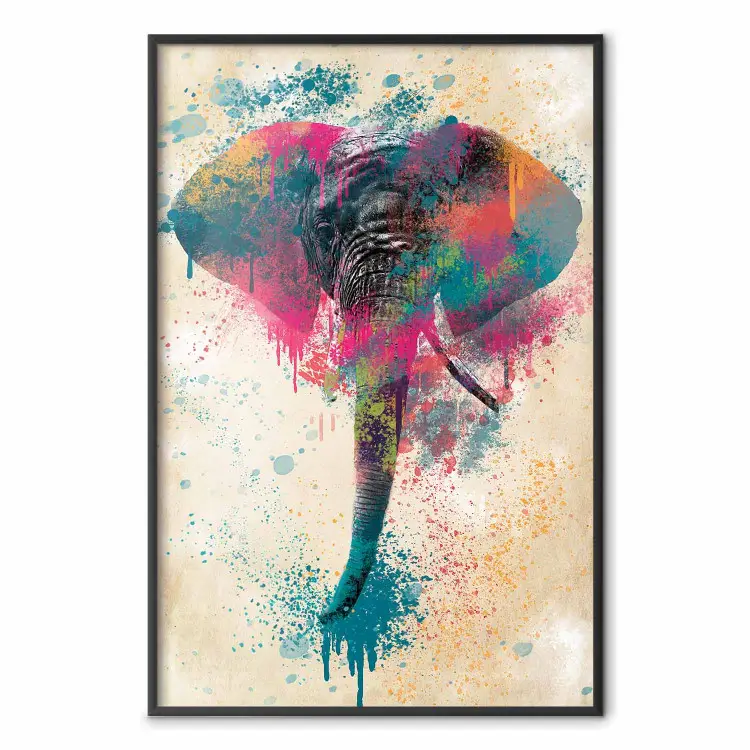 Elefante de acuarela - abstracción colorida con animal africano
