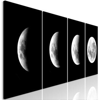 Cuadro moderno Fases lunares (4 piezas) - paisaje de una luna blanca en el espacio