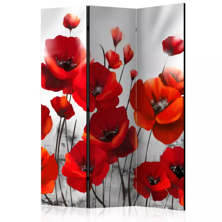 Moonlight Maki (3 partes) - flores rojas sobre fondo gris